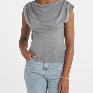 Lush Corinne Drapey Tee Gray Draped Cowl Neck Women's Blouse